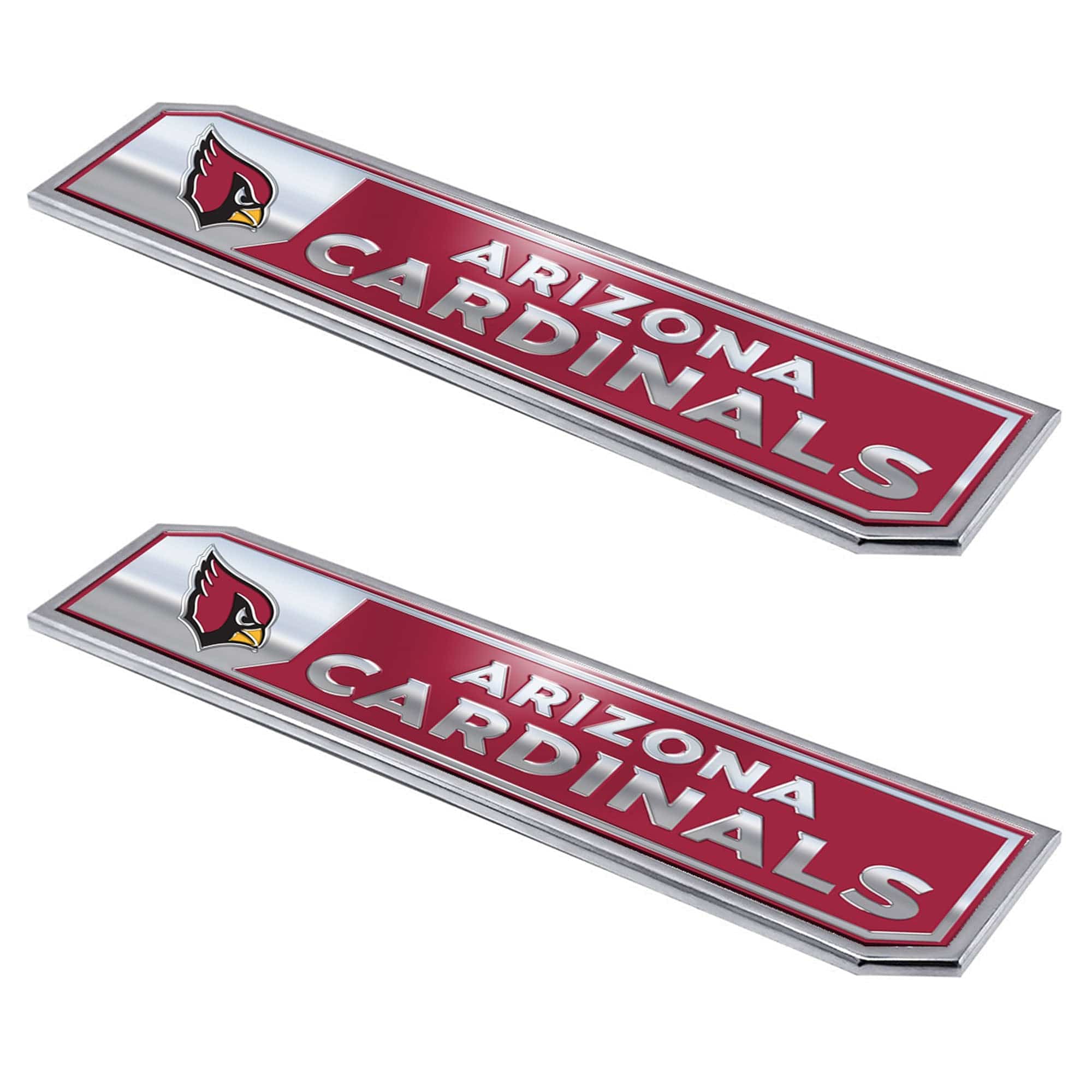 Arizona Cardinals 2 Piece Heavy Duty Aluminum Embossed Truck Emblem Set - Arizona Cardinals