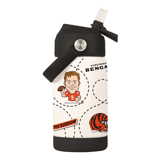 Cincinnati Bengals Joe Burrows Caricature 12oz SS Kids Bottle - Logo Brands - Flyclothing LLC