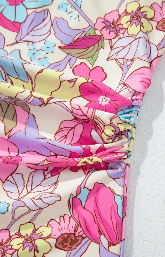 Floral Ruffle Trim Tummy Control One Piece Swimsuit - Trendsi - Flyclothing LLC