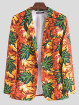 Men's Plus Size Vibrant Leaf Print Blazer - Trendsi - Flyclothing LLC