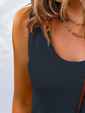 Waffle-Knit Scoop Neck Tank - Trendsi - Flyclothing LLC