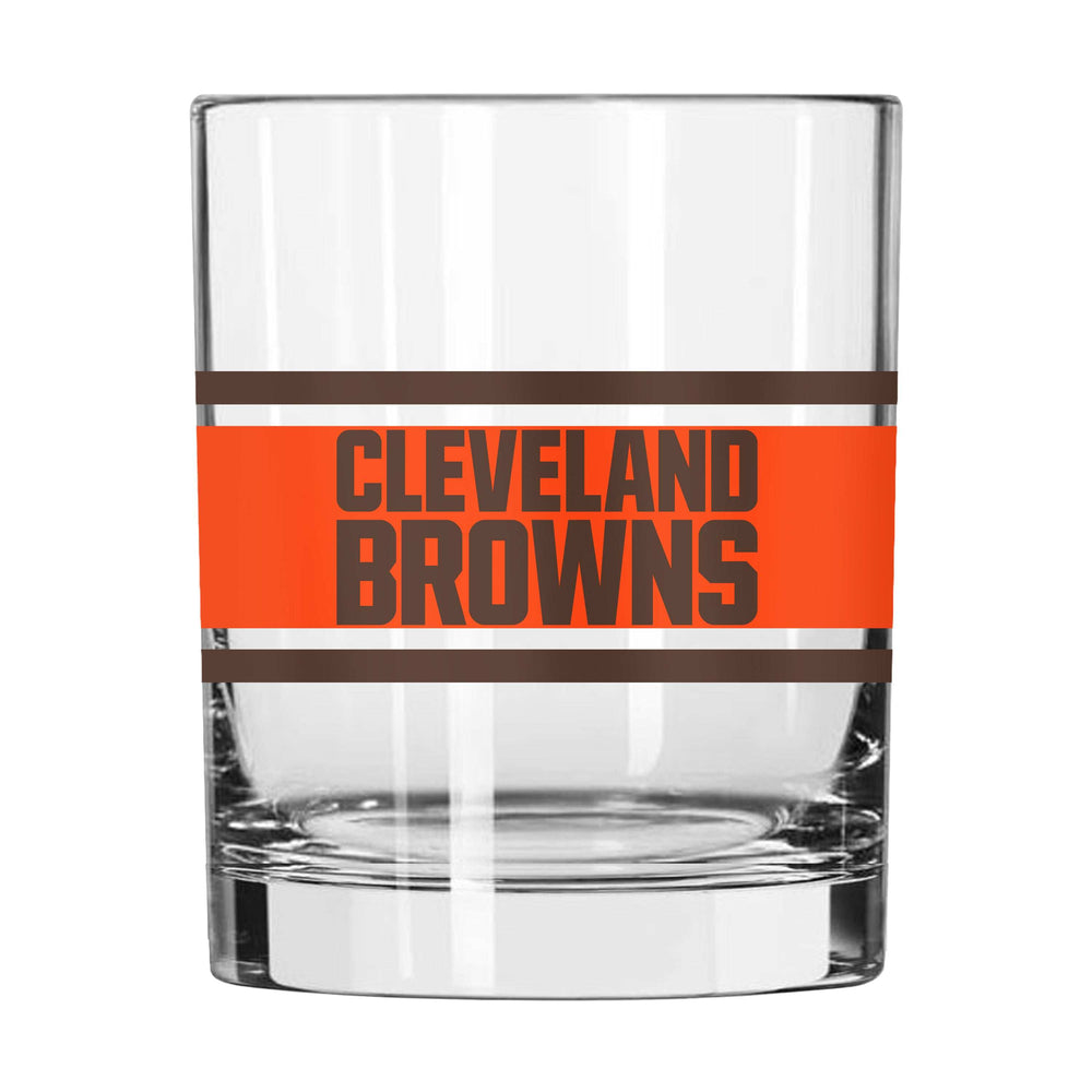 Cleveland Browns 14oz Stripe Rocks Glass - Logo Brands - Flyclothing LLC
