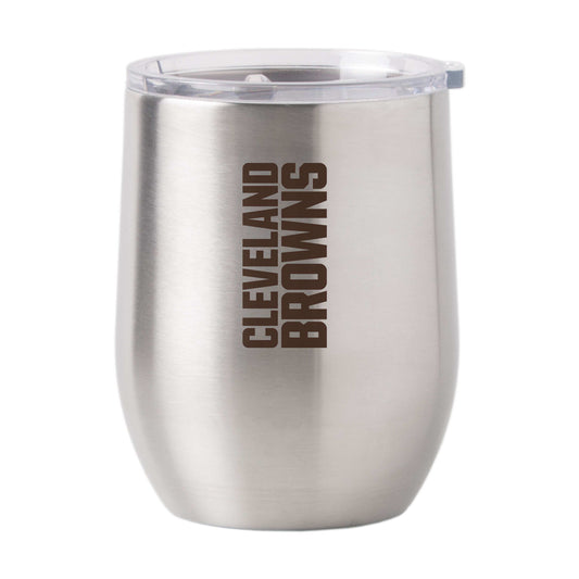Cleveland Browns Silver 16oz Gameday Stainless Curved Beverage - Logo Brands - Flyclothing LLC