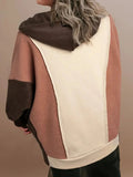 Plus Size Color Block Long Sleeve Hoodie - Trendsi