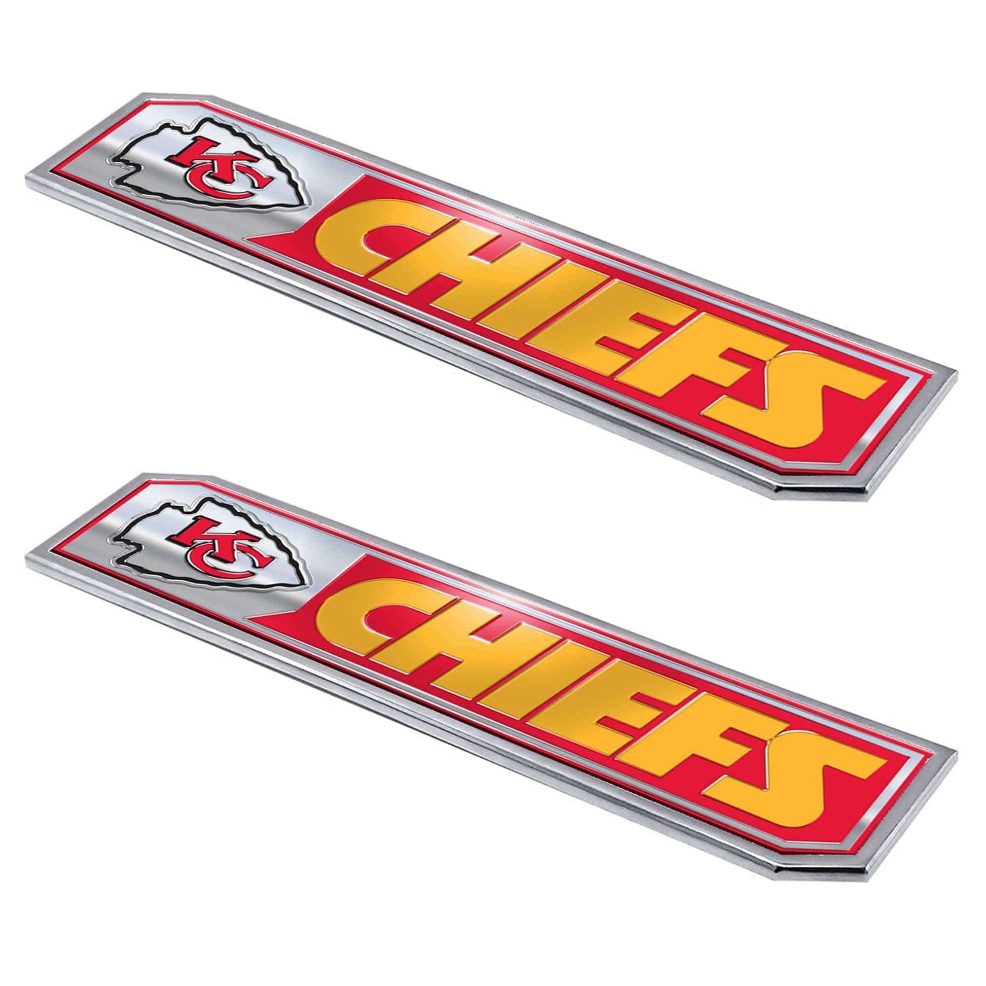 Kansas City Chiefs 2 Piece Heavy Duty Aluminum Embossed Truck Emblem Set - Kansas City Chiefs