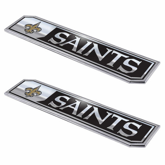 New Orleans Saints 2 Piece Heavy Duty Aluminum Embossed Truck Emblem Set - New Orleans Saints