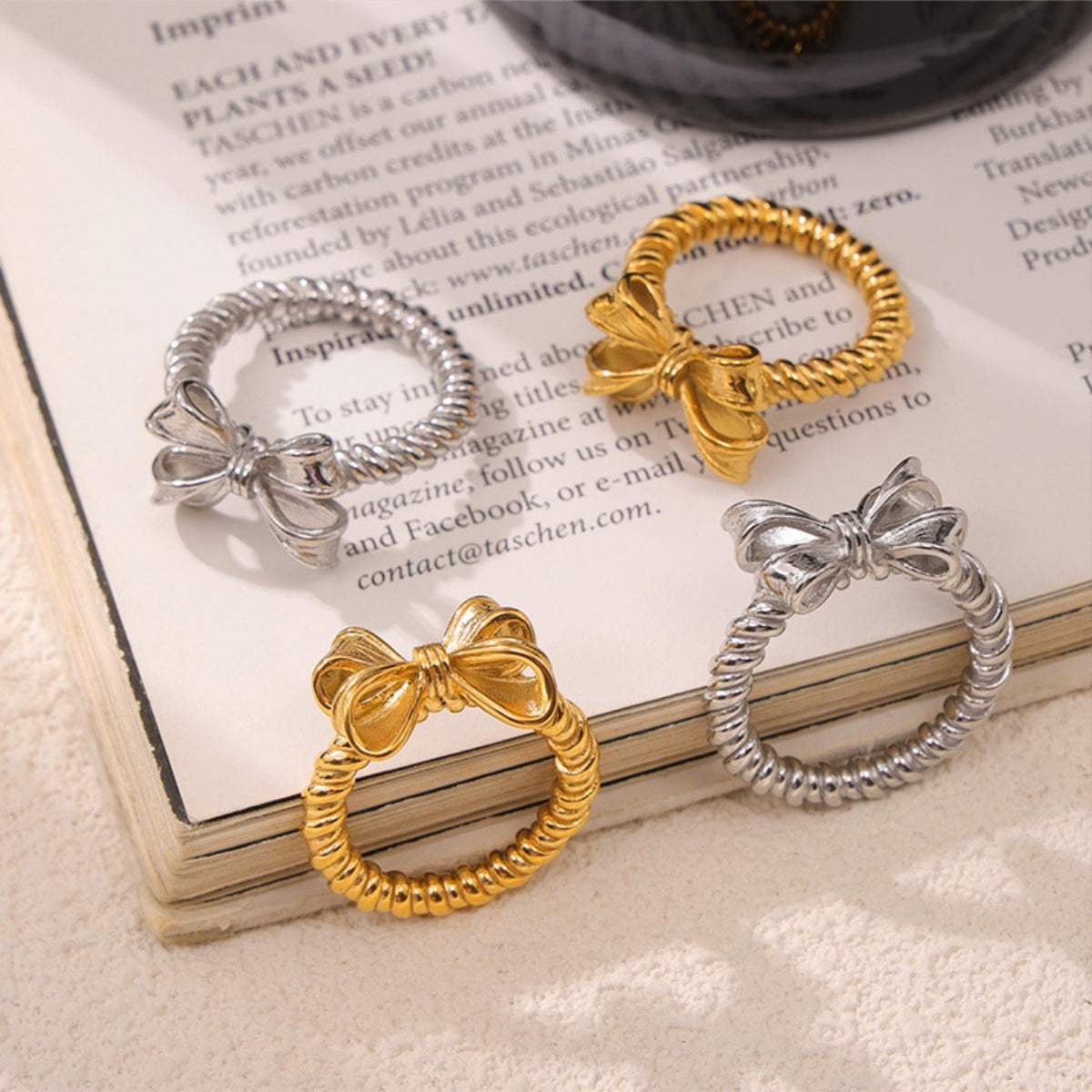 Twisted Titanium Steel Bow Ring - Trendsi - Flyclothing LLC