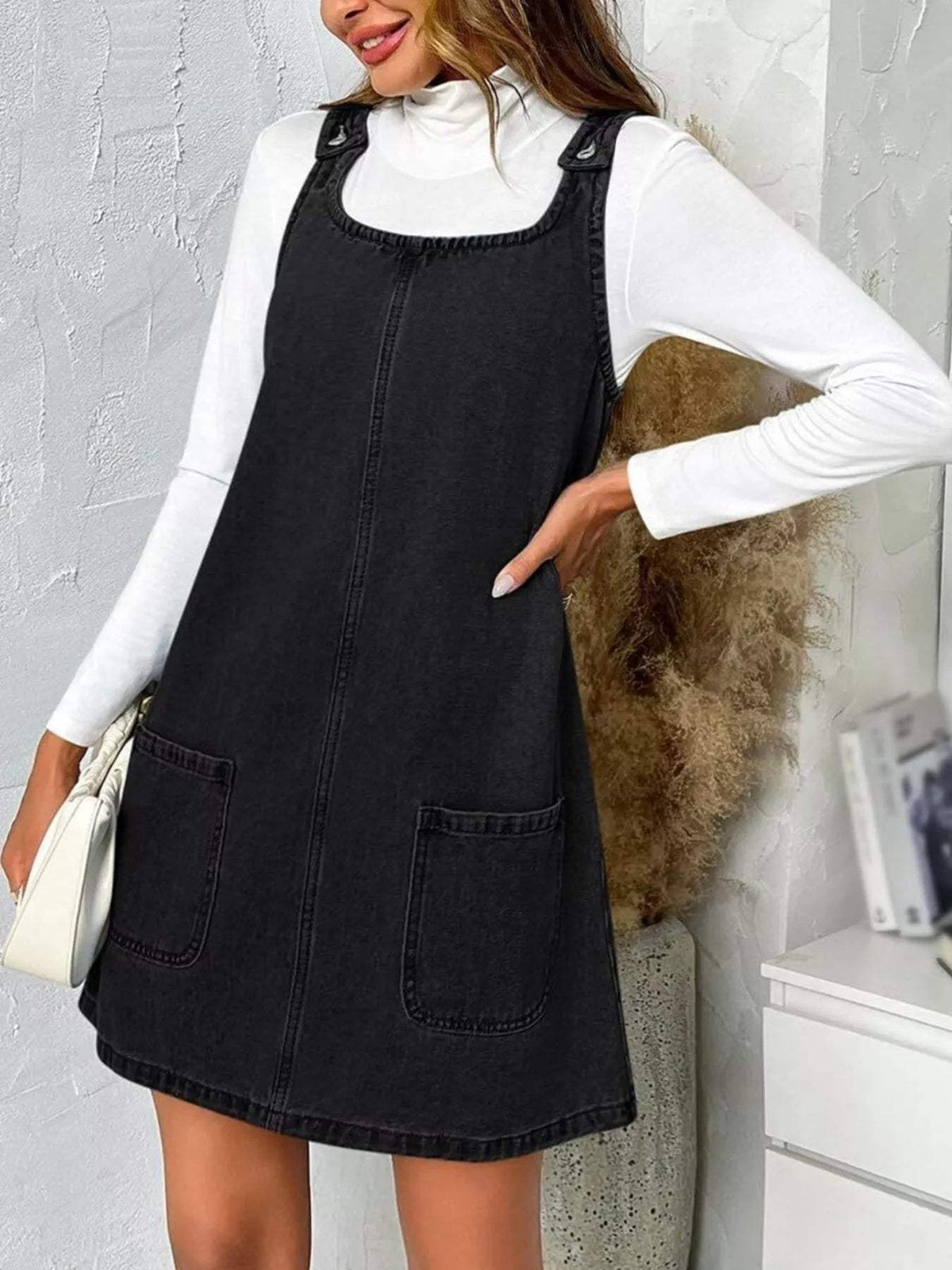 Casual Scoop Neck Sleeveless Denim Dress - Trendsi - Flyclothing LLC