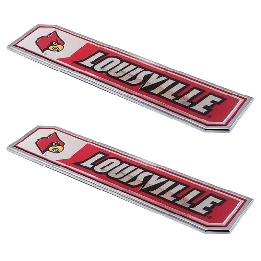 Louisville Cardinals 2 Piece Heavy Duty Aluminum Embossed Truck Emblem Set - Louisville