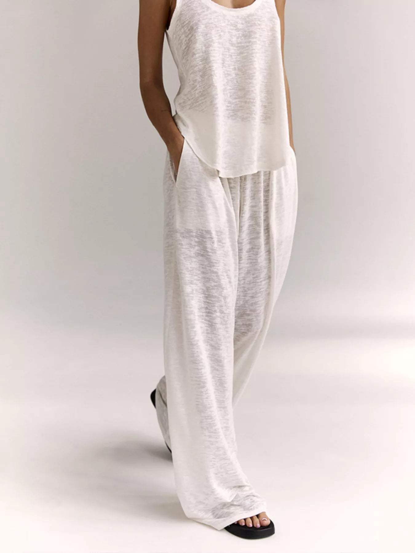 Wide Strap Tank and Pants Lounge Set - Trendsi - Flyclothing LLC