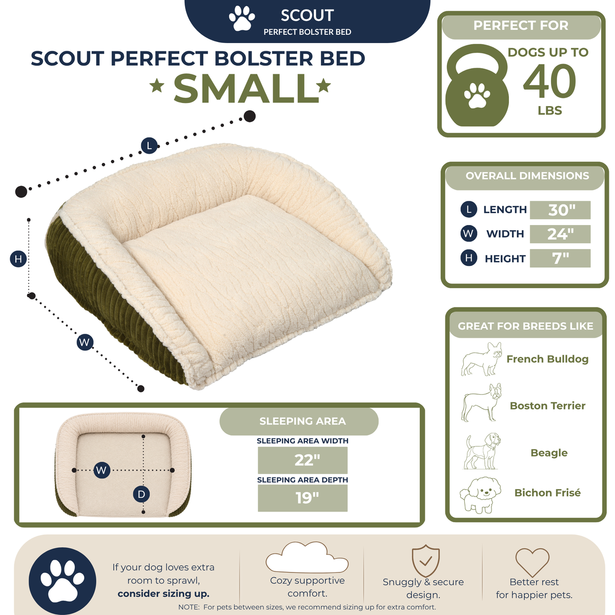 Scout Perfect Bolster Dog Bed - HuggleHounds - Flyclothing LLC