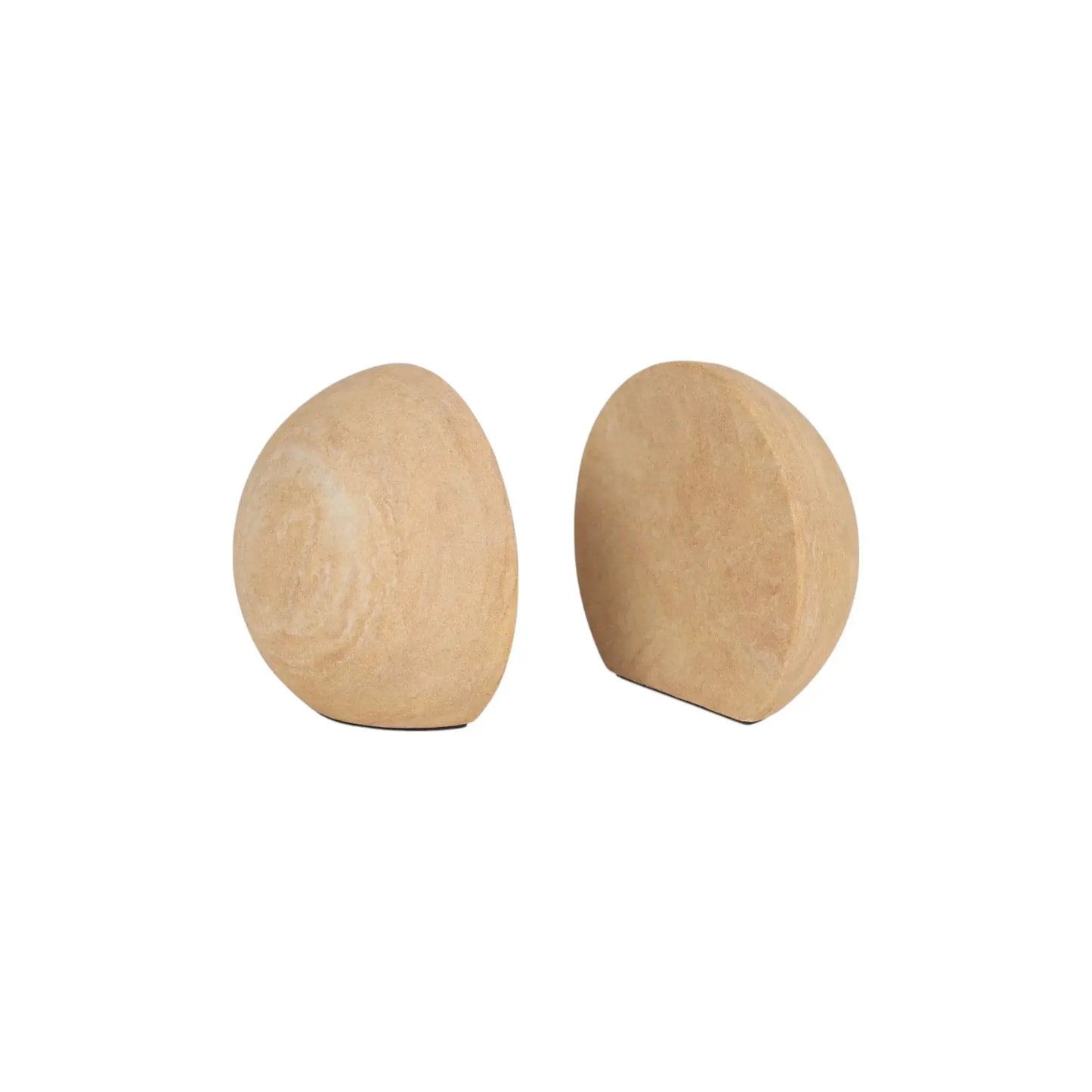 Set of Two Beige Stone Orb Decorative Bookends - Homeroots - Flyclothing LLC