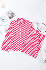 Checkered Button Up Top and Pants Lounge Set - Trendsi - Flyclothing LLC
