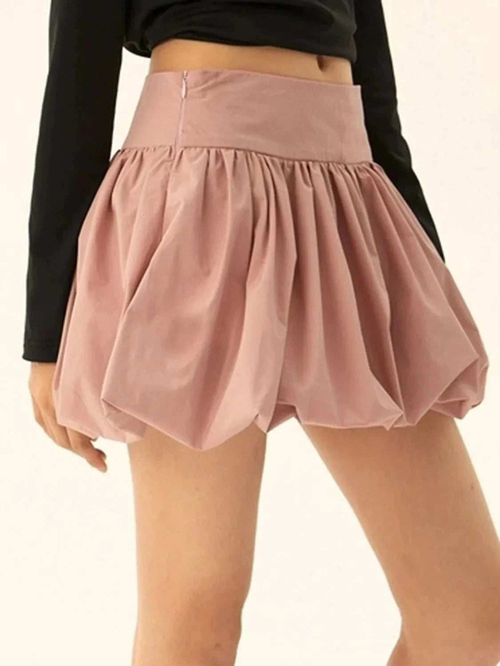 Ruched Bubble Hem Mini Skirt - Trendsi - Flyclothing LLC