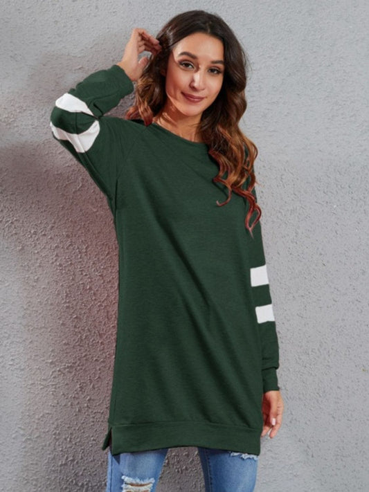 Full Size Striped Round Neck Long Sleeve T-Shirt - Trendsi