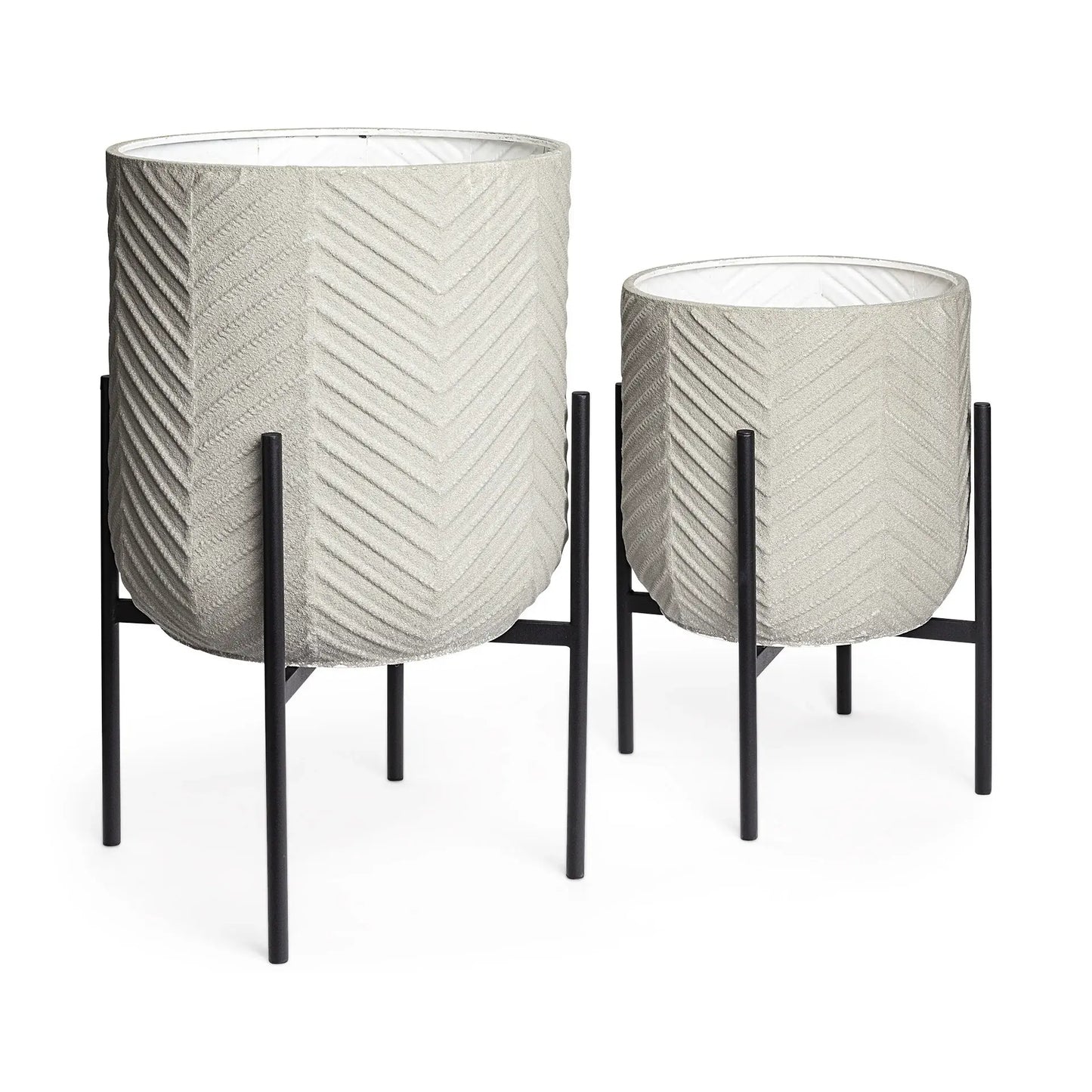 Set of Two Black Metal 20 Ounce Round Pot Planters - Homeroots - Flyclothing LLC