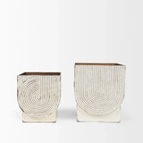 Set of Two White Metal 20 Ounce Rectangular Pot Planters - Homeroots - Flyclothing LLC
