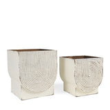 Set of Two White Metal 20 Ounce Rectangular Pot Planters - Homeroots - Flyclothing LLC