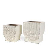 Set of Two White Metal 20 Ounce Rectangular Pot Planters - Homeroots - Flyclothing LLC