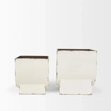 Set of Two White Metal 20 Ounce Rectangular Pot Planters - Homeroots - Flyclothing LLC
