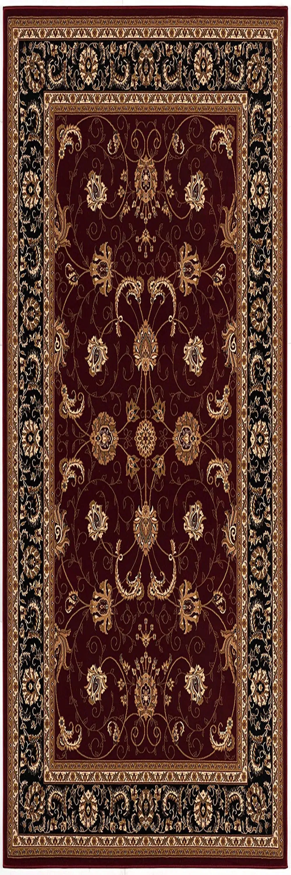 9' Red And Black Oriental Runner Rug - Homeroots - Flyclothing LLC