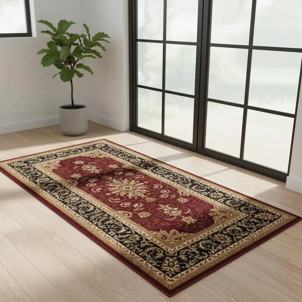 7' Red And Black Oriental Runner Rug - Homeroots - Flyclothing LLC