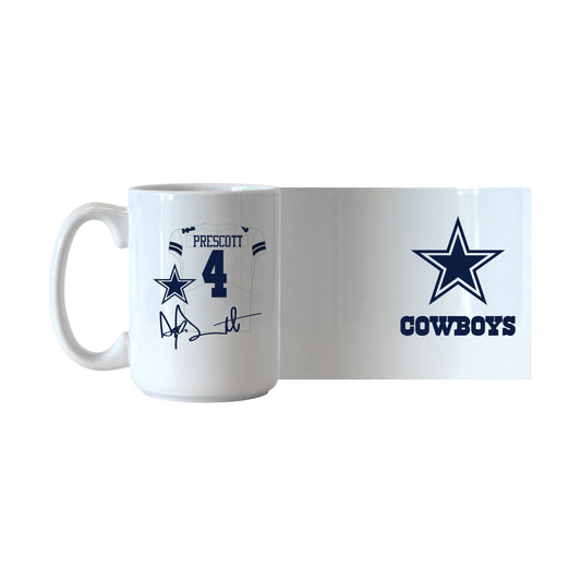 Dallas Cowboys Dak Prescott Jersey 15oz Sublimated Mug - Logo Brands - Flyclothing LLC