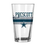 Dallas Cowboys Dak Prescott 16oz Stripe Pint Glass - Logo Brands - Flyclothing LLC