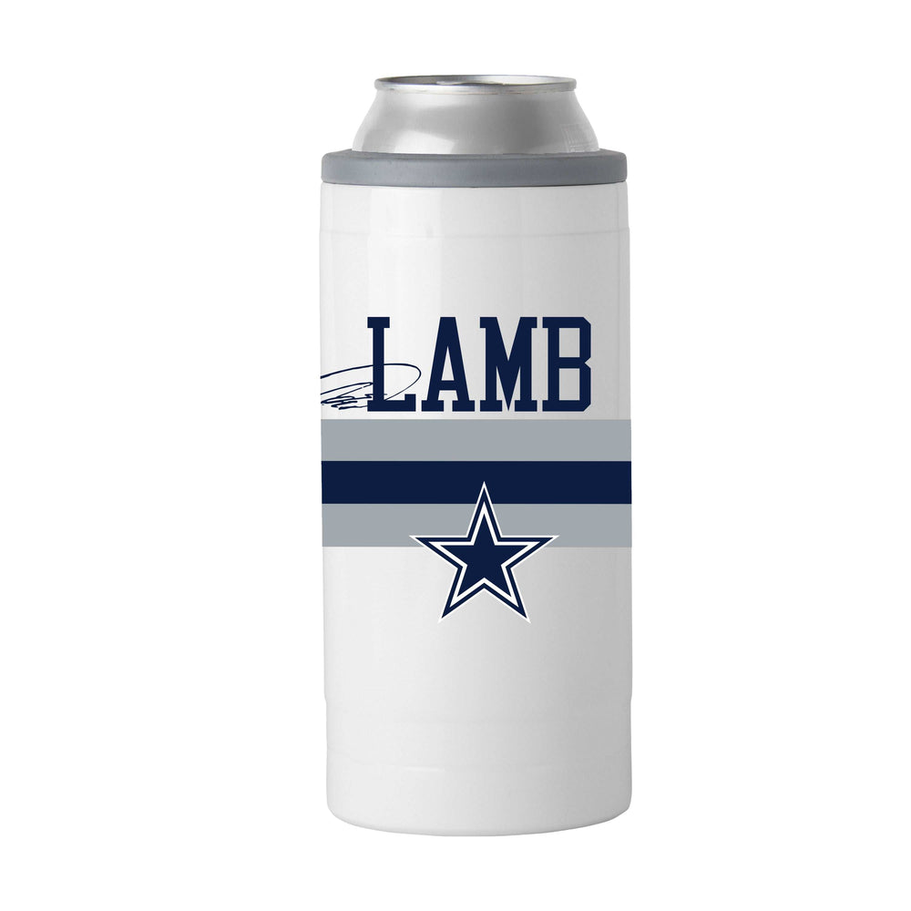Dallas Cowboys Ceedee Lamb 12oz Stripe Slim Can Coolie - Logo Brands - Flyclothing LLC
