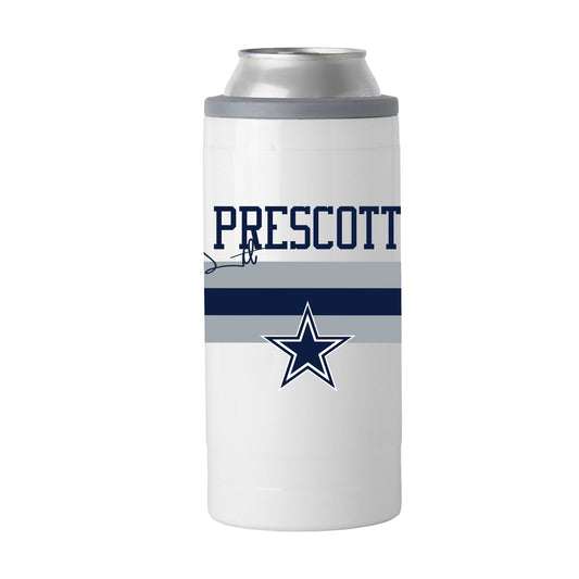 Dallas Cowboys Dak Prescott 12oz Stripe Slim Can Coolie - Logo Brands - Flyclothing LLC