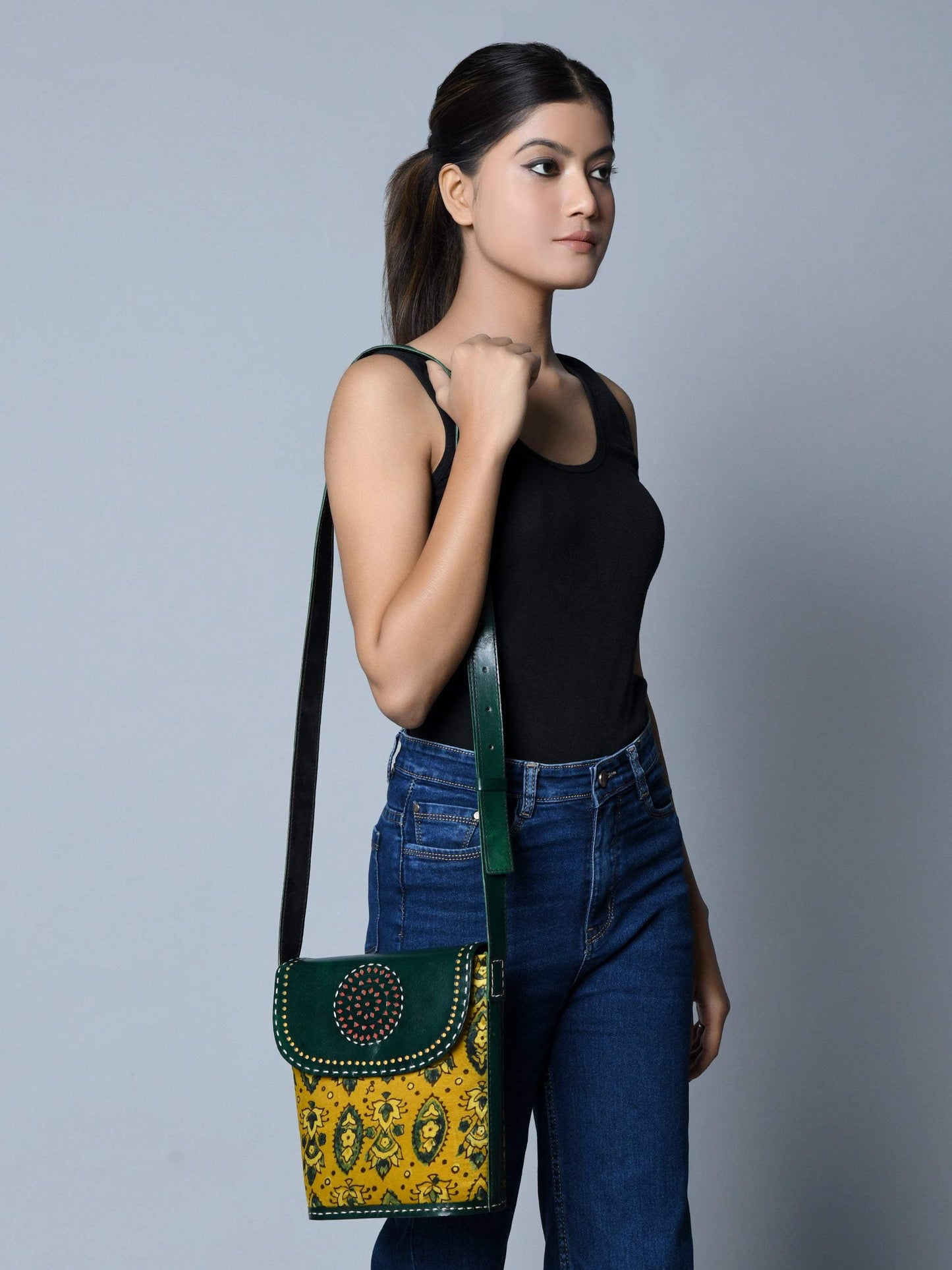 Vibrant Heritage Ajrakh Satchel - Classy Leather Bags - Flyclothing LLC