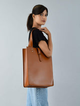 Chestnut Elegance Leather Tote - Classy Leather Bags - Flyclothing LLC