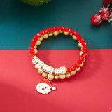 2 Piece Christmas Santa Beaded Bracelet - Trendsi - Flyclothing LLC
