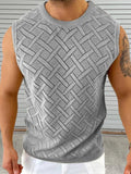 Men's Round Neck Sleeveless Eyelet Knit Top - Trendsi