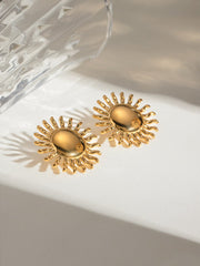 18K Gold-Plated Stainless Steel Sun Stud Earrings - Trendsi