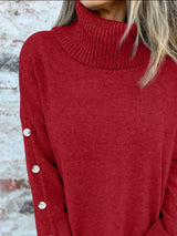 Full Size Turtleneck Long Sleeve Sweater Plus Size - Trendsi - Flyclothing LLC