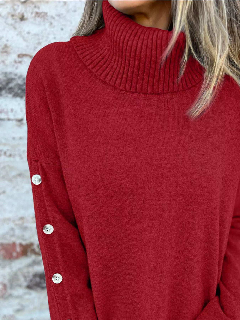 Full Size Turtleneck Long Sleeve Sweater Plus Size - Trendsi - Flyclothing LLC