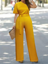 Plus Size Single Shoulder Tie Waist Jumpsuit - Trendsi - Flyclothing LLC