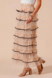 SO ME Layered Ruffled Tulle Maxi Skirt - Trendsi