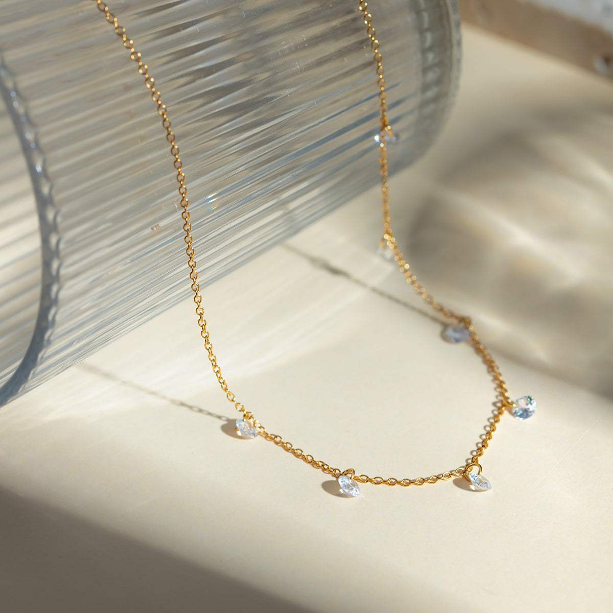 Stainless Steel Rhinestone Charm Necklace - Trendsi - Flyclothing LLC