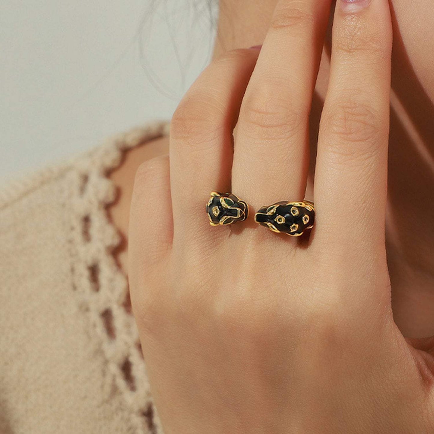 Inlaid Zircon Oil Drip Open Ring - Trendsi - Flyclothing LLC