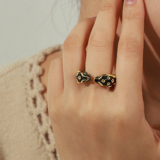 Inlaid Zircon Oil Drip Open Ring - Trendsi