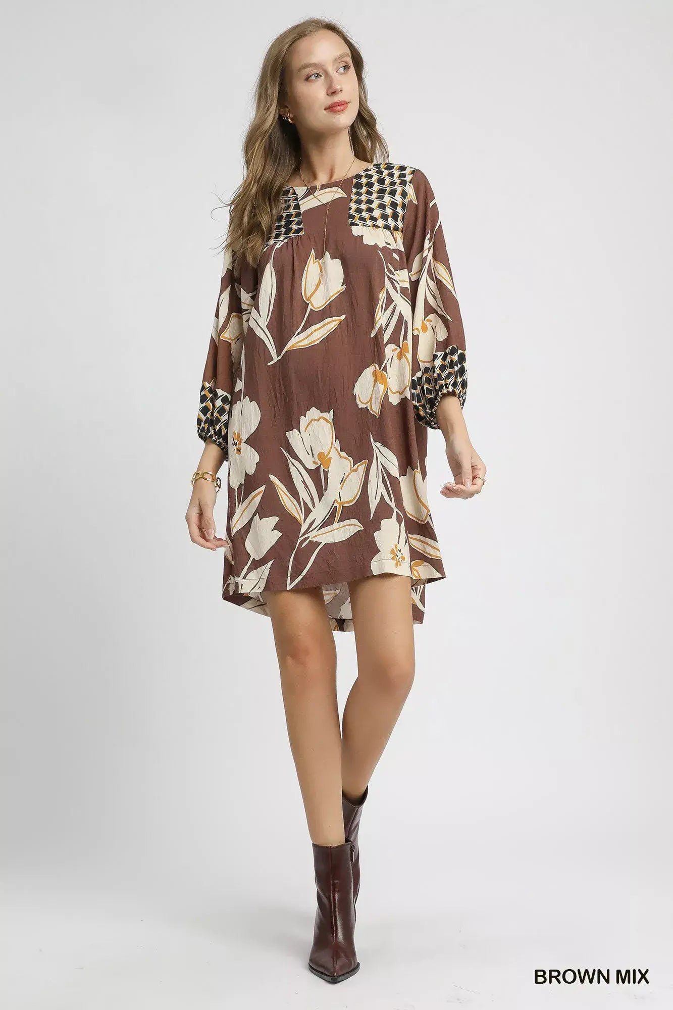 Umgee Floral High-Low Babydoll Dress - Trendsi - Flyclothing LLC