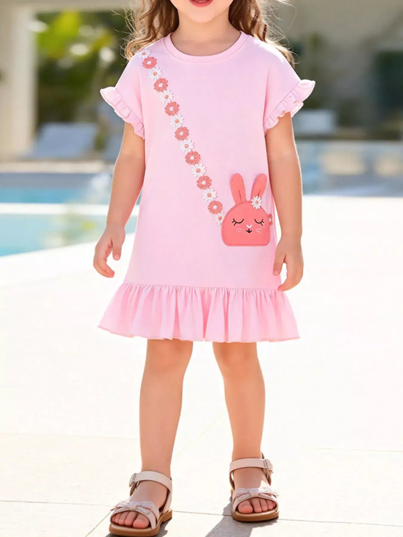 Children's Bunny Ruffle Hem Dress - Trendsi - Flyclothing LLC