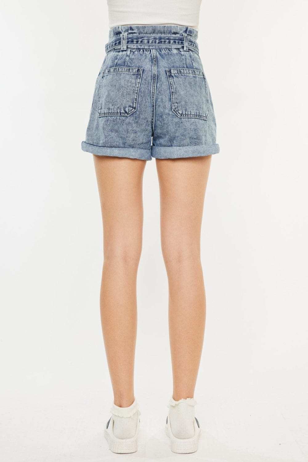 Kancan Ultra High Rise Paperbag Denim Shorts - Trendsi - Flyclothing LLC