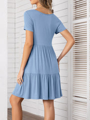 Round Neck Short Sleeve Mini Tee Dress - Trendsi
