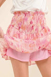 And The Why Printed Lurex Smocked Waist Tiered Skort - Trendsi - Flyclothing LLC