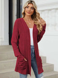 Pocketed Open Front Long Sleeve Cardigan - Trendsi - Flyclothing LLC