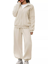 Zip-Up Long Sleeve Top and Pants Set - Trendsi - Flyclothing LLC