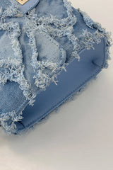 Raw Hem Denim Crossbody Bag - Trendsi